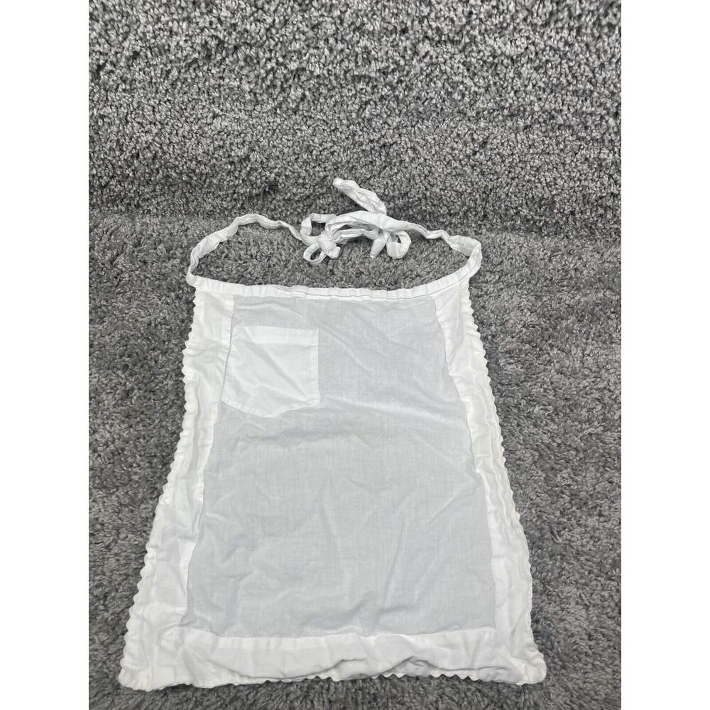Classic Bib Apron White Style 136 All Cotton Ruffle With Pocket